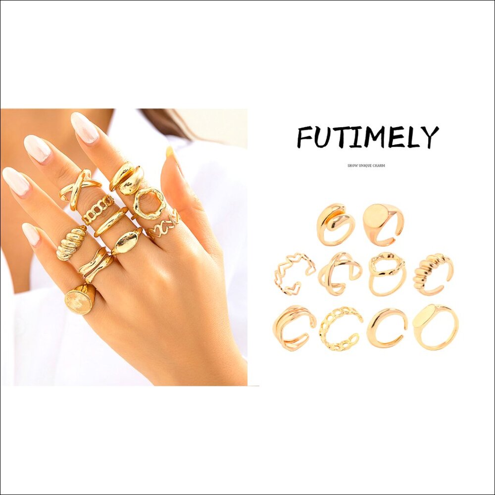 10-Piece Adjustable Stackable Knuckle Rings Set, … - image 7